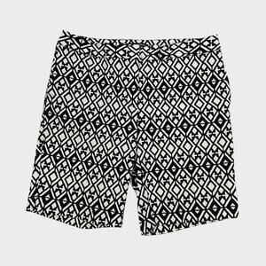 Mario Serrani Black & White Geometric Bermuda Midi Shorts